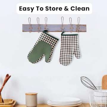 Portia & Bloom Silicone Oven Mitt Set- 2 PC. Set - Heat Resistant Gloves with Soft Quilted Lining Set of 2 Oven Mitt Pot Holders,Silicone Trivets, Cute Oven mits for Cooking and BBQ