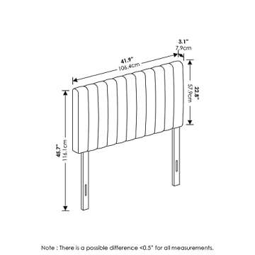 Furinno Roanne Upholstered Tufted Headboard, Twin, Denim