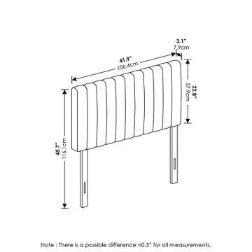 Furinno Roanne Upholstered Tufted Headboard, Twin, Denim