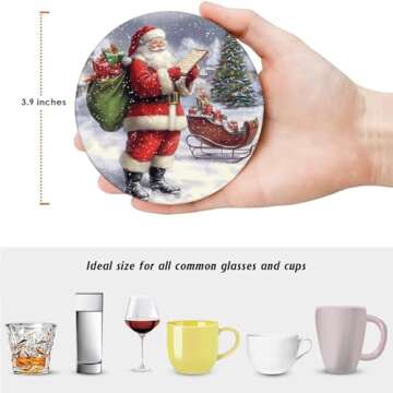 Britimes Christmas Coasters Set of 6 - Stylish & Absorbent