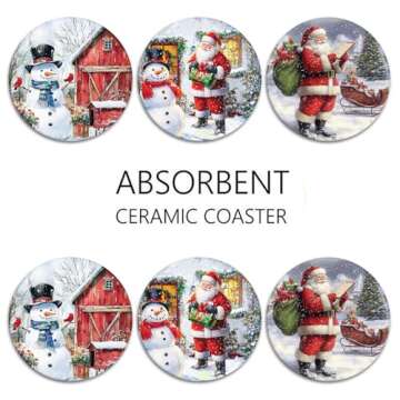 Britimes Christmas Coasters Set of 6 - Stylish & Absorbent