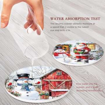 Britimes Christmas Coasters Set of 6 - Stylish & Absorbent