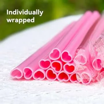Prurex 50pcs Pink Heart-Shaped Straws for Every Celebration