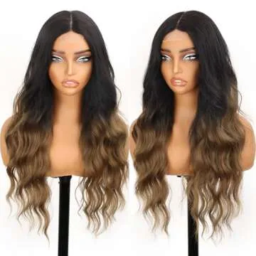 AISI Hair Ombre Brown Wig for Women, 26 Inch Synthetic Wig