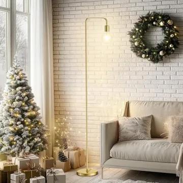 Stylish QiMH Brushed Gold Industrial Floor Lamp