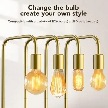 Stylish QiMH Brushed Gold Industrial Floor Lamp