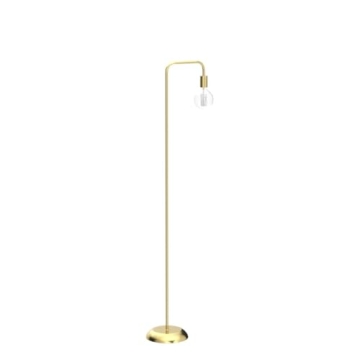 Stylish QiMH Brushed Gold Industrial Floor Lamp