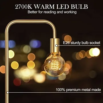 Stylish QiMH Brushed Gold Industrial Floor Lamp