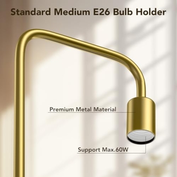 Stylish QiMH Brushed Gold Industrial Floor Lamp