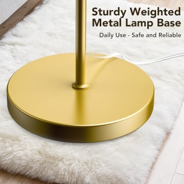 Stylish QiMH Brushed Gold Industrial Floor Lamp