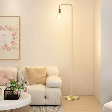 Stylish QiMH Brushed Gold Industrial Floor Lamp