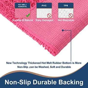 FLOLEOPA Luxury Chenille Hot Pink Bathroom Rugs Bath Mats Sets, Extra Soft and Absorbent Bathroom Rugs Non Skid Machine Wash Dry Bath Mats（32"x20" Plus 17"x24"）