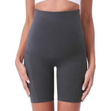 POSHDIVAH Maternity Shorts for Active Moms with Pockets