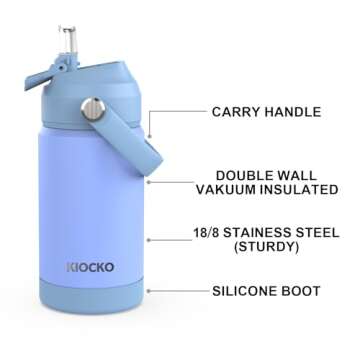 Kiocko Kids 12oz Insulated Water Bottle with Straw