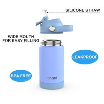 Kiocko Kids 12oz Insulated Water Bottle with Straw
