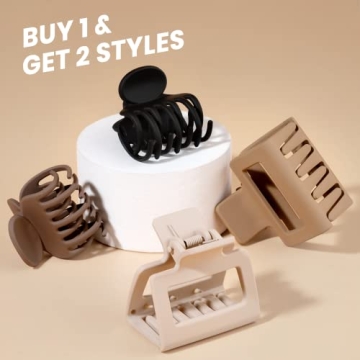 Matte Rectangle & Double Row Hair Clips for Women