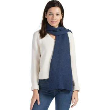 Fisher's Finery Women's Cashmere Ribbed Knit Winter Scarf | Luxury Gift Box