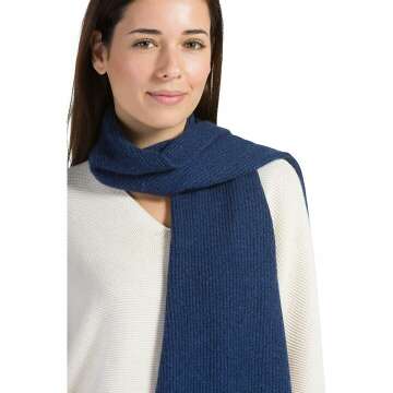 100% Cashmere Ribbed Knit Winter Scarf | Black Label