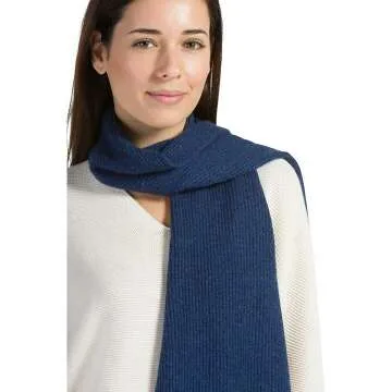 100% Cashmere Ribbed Knit Winter Scarf | Black Label
