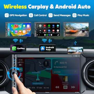 Upgrade Wireless Double Din Car Stereo with Carplay, Android Auto, Bluetooth, 4-Channel RCA, High Po...