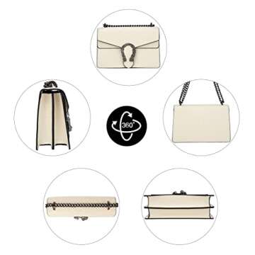 GLOD JORLEE Trendy Crossbody Shoulder Bags for Women,Luxury Snake-Print Leather Chain Strap Satchel Evening Clutch Purses Handbags (Beige)