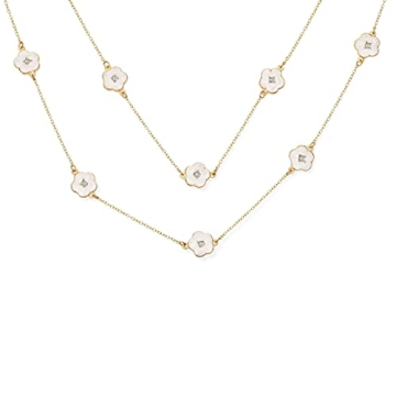 Gold Plated Floral Crystal Necklace Women 36 Inch