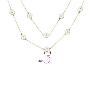 Gold Plated Floral Crystal Necklace Women 36 Inch