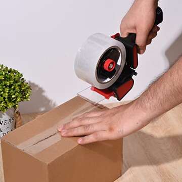 Zuvo Heavy Duty Tape Gun and Dispenser with 6 Brown Packaging Tapes (48cm X 66m) | Metal Tape Gun Dispenser for Moving Boxes, Warehouse, Paper Packaging, Parcel, or General Packing