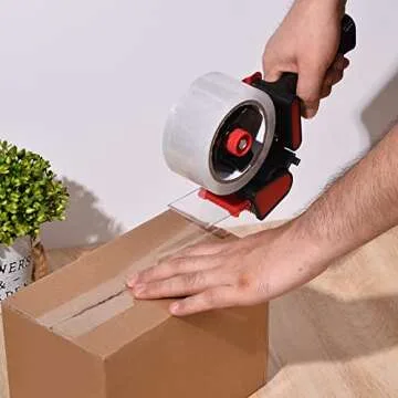 Zuvo Heavy Duty Tape Gun and Dispenser with 6 Brown Packaging Tapes (48cm X 66m) | Metal Tape Gun Dispenser for Moving Boxes, Warehouse, Paper Packaging, Parcel, or General Packing