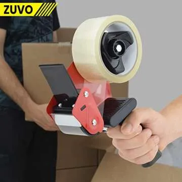 Zuvo Heavy Duty Tape Gun and Dispenser with 6 Brown Packaging Tapes (48cm X 66m) | Metal Tape Gun Dispenser for Moving Boxes, Warehouse, Paper Packaging, Parcel, or General Packing
