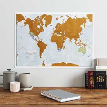Maps International Scratch Off Map of the World Poster 17 x 22" + USA Scratch Print 11 x 17" - Scrat...