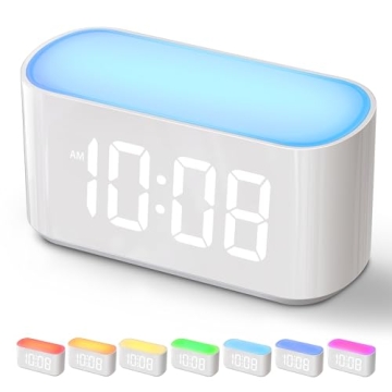 ONLAKE Large Display Digital Alarm Clock with 7 Color Night Light & Dual Alarms