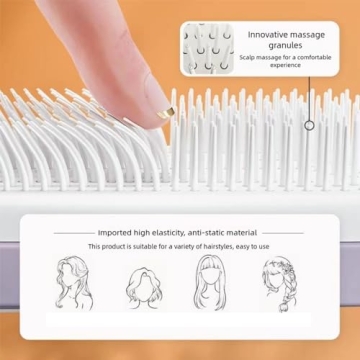 Self Cleaning Hair Brushes, Easy Clean Hair Brush with Retractable Bristles, Anti Static Massage Comb Brush for Effortless Hair Removal and Cleaning