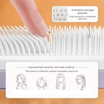 Self Cleaning Hair Brushes, Easy Clean Hair Brush with Retractable Bristles, Anti Static Massage Comb Brush for Effortless Hair Removal and Cleaning