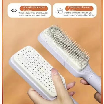 Self Cleaning Hair Brushes, Easy Clean Hair Brush with Retractable Bristles, Anti Static Massage Comb Brush for Effortless Hair Removal and Cleaning