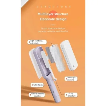 Self Cleaning Hair Brushes, Easy Clean Hair Brush with Retractable Bristles, Anti Static Massage Comb Brush for Effortless Hair Removal and Cleaning