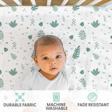 The Peanutshell 4-Pack Fitted Crib Sheet Set - Super Soft & Breathable Baby Girl or Boy Crib Sheets, Nursery Decor, Fit for Standard Mattress Cover - Green Botanical