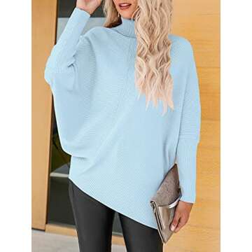 ANRABESS Womens Turtleneck Long Sleeve Sweater Asymmetric Hem Casual Winter Pullover Knit Tops 3NL91-lanse-S Blue