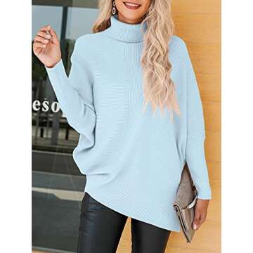 ANRABESS Womens Turtleneck Long Sleeve Sweater Asymmetric Hem Casual Winter Pullover Knit Tops 3NL91-lanse-S Blue