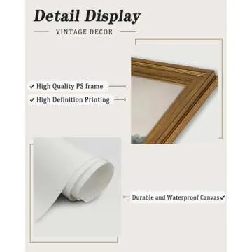 Stunning KBKBART Gold Framed Vintage Wall Art for Home Decor