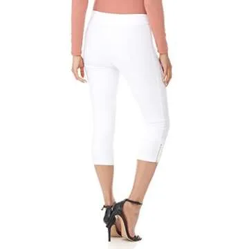 Rekucci Women's Ease into Comfort Slimming Seamed Capri w/Zipper Detail (14, White)