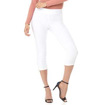 Rekucci Women's Ease into Comfort Slimming Seamed Capri w/Zipper Detail (14, White)
