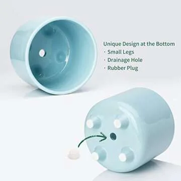 POTEY Plant Pot with Drainage Hole 051704 5.3 Inch Glazed Ceramic Modern Planters Indoor Bonsai Container for Plants Flower Aloe(Shiny Blue, Plants Not Included)