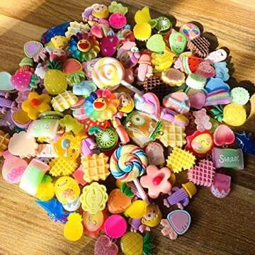 50 Pieces of Slime Charm Cute Set Resin Charm Mixed Assorted Candies Candy Resin Flat Back Slime Bea...