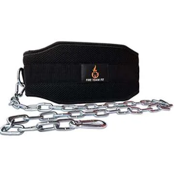 Fire Team Fit Weighted Belt with Chain, For Pullups, Dips, Weight Lifting, Powerlifting, & Cross Training