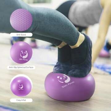 Slim Panda Pilates Ball,9 Inch Small Exercise Ball, Therapy Ball, Core Ball, Mini Yoga Ball for Pilates, Balance, Stability, Workout, Core Training and Physical Therapy