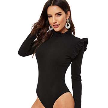 SOLY HUX Women's Criss Cross Sheer Mesh Wrap Off The Shoulder Skinny Elegant Bodysuit Blacks S