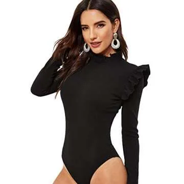 SOLY HUX Women's Criss Cross Sheer Mesh Wrap Off The Shoulder Skinny Elegant Bodysuit Blacks S