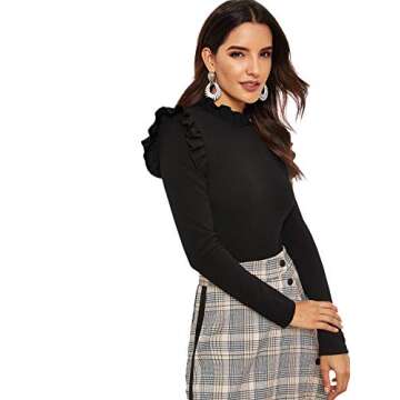 SOLY HUX Women's Criss Cross Sheer Mesh Wrap Off The Shoulder Skinny Elegant Bodysuit Blacks S