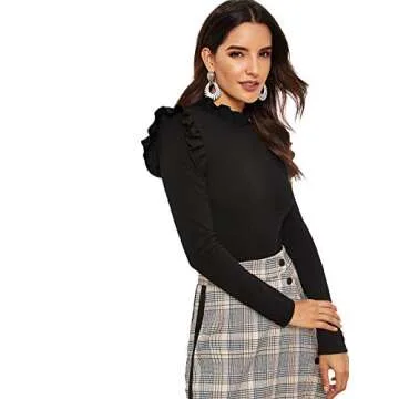 SOLY HUX Women's Criss Cross Sheer Mesh Wrap Off The Shoulder Skinny Elegant Bodysuit Blacks S